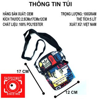 Túi đeo chéo thời trang logo 3 lá mini graffiti