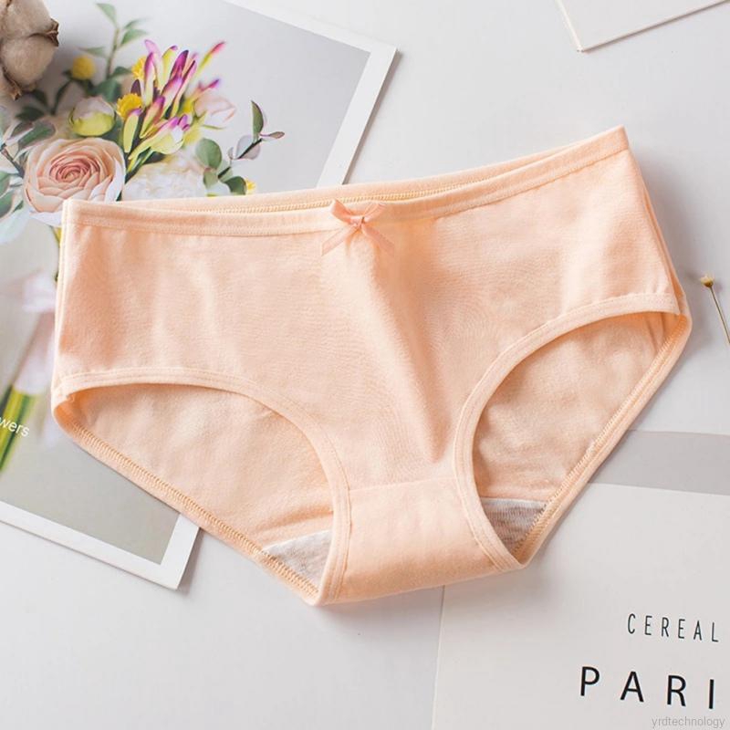 Women Solid Color Cotton Middle Waist Bow Briefs | WebRaoVat - webraovat.net.vn