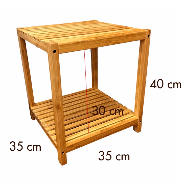 [100% BAMBOO] Kệ gỗ tre đa năng 2 tầng 100% tre tự nhiên – Giá để đồ gỗ tre cao cấp [CATANIA-02]