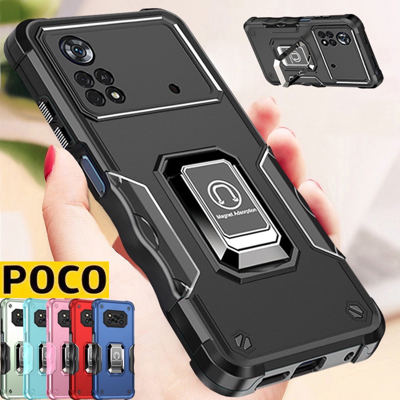 Poco X4 Pro 5G Poco X3 Pro X3 NFC Poco M4 Pro Vỏ điện thoại có áo giáp chống sốc sang trọng với giá đỡ bằng kim loại