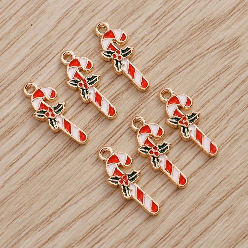 Set 10 Mô Hình Kẹo Giáng Sinh Mini Bằng Hợp Kim Dùng Để Làm Đồ Trang Sức Thủ Công