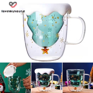 Cốc Thủy Tinh Chống Bỏng Phong Cách Giáng Sinh 300ml