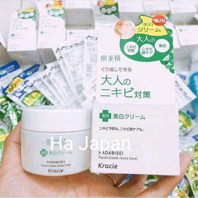 Có Bill🌼Kem Dưỡng Da Mụn Kracie Hadabisei Adult Acne Medicated Whitening Cream 50g Nhật Bản