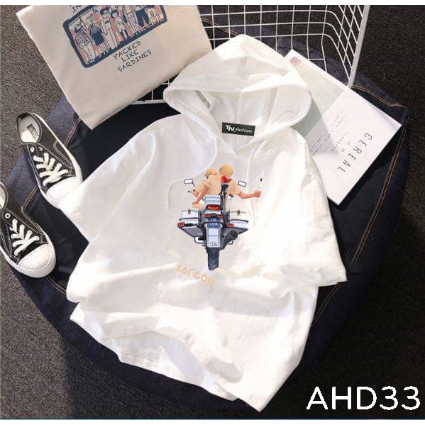 AHD33 có size 120kg 6XL Áo thun teen nam nữ HOODIE TAY LỠ CÓ NÓN