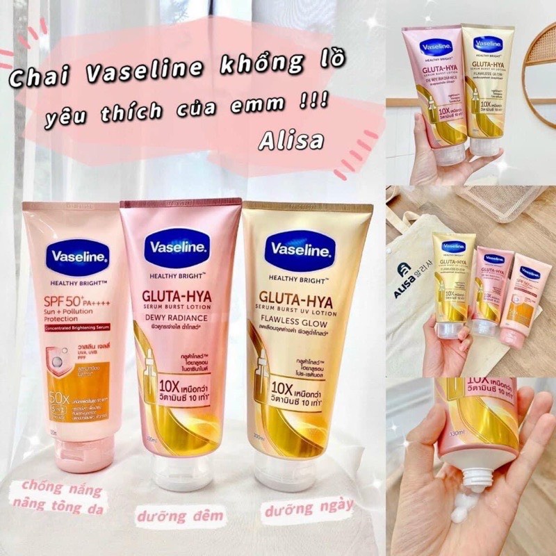 Sữa dưỡng thể Trắng Da Vaseline Healthy Bright Gluta HYA Serum Burst Lotion 10X Thái Lan - L0103