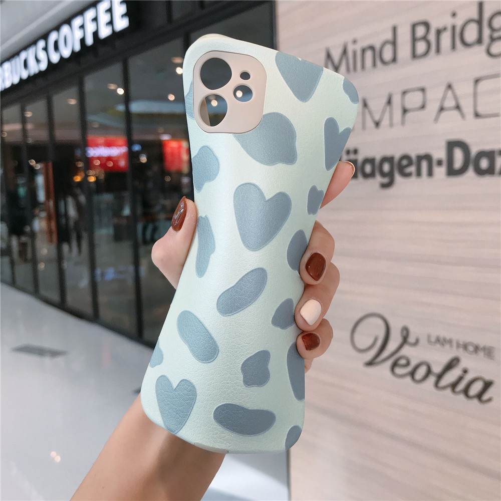 Sqaure Ốp lưng iPhone 12 Pro Max Case Skin Texture Cow Pattern X XR Xs Max Soft Cover