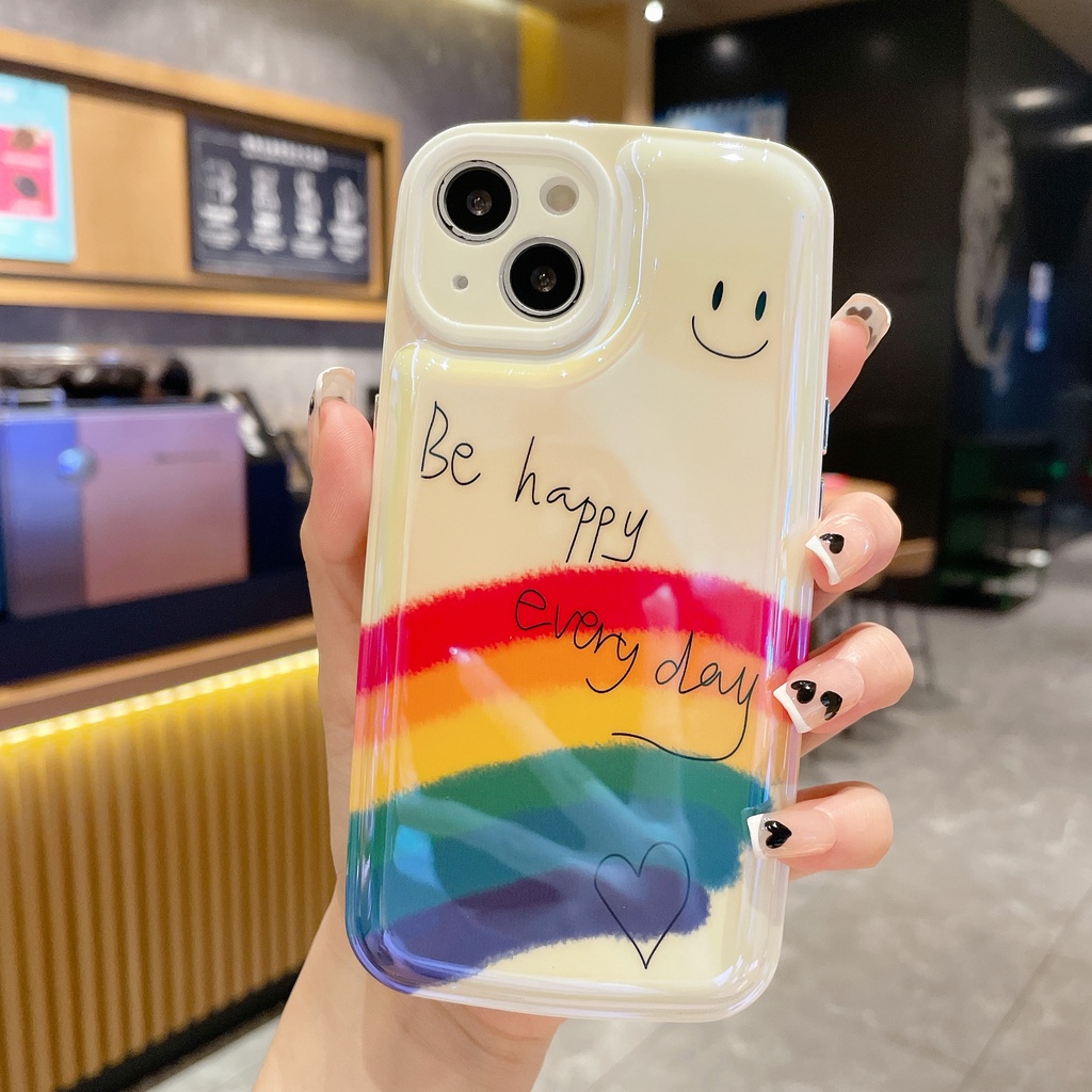 Ốp Điện Thoại Họa Tiết Cầu Vồng Cho iPhone X / XR / XS / 11 / 12 / 13 / Pro / Max / Plus / Promax