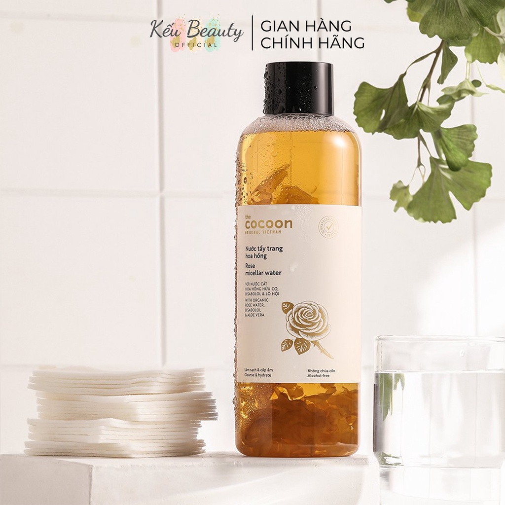 Nước tẩy trang hoa hồng hữu cơ Cocoon Rose Micellar Water làm sạch và cấp ẩm da mặt 500ml