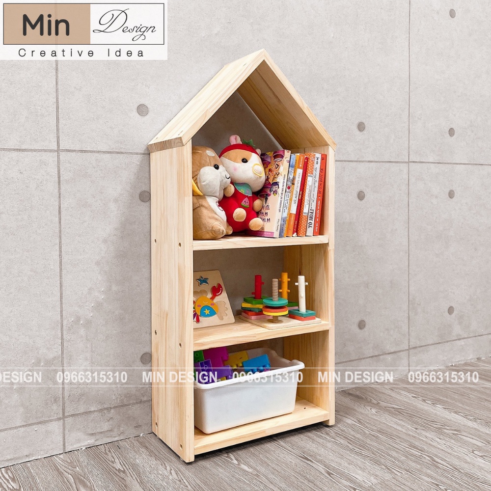 Kệ gỗ đồ chơi đa năng cho bé, kệ sách MIN Design chất liệu gỗ Thông tự nhiên nhập khẩu,an toàn cho bé sử dụng!