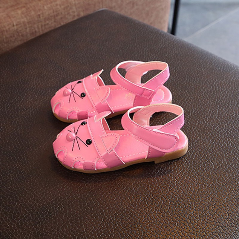 Giày sandal đế mềm da PU kiểu thiết kế hoạt hình đáng yêu cho bé gái 1 tới 3 tuổi
