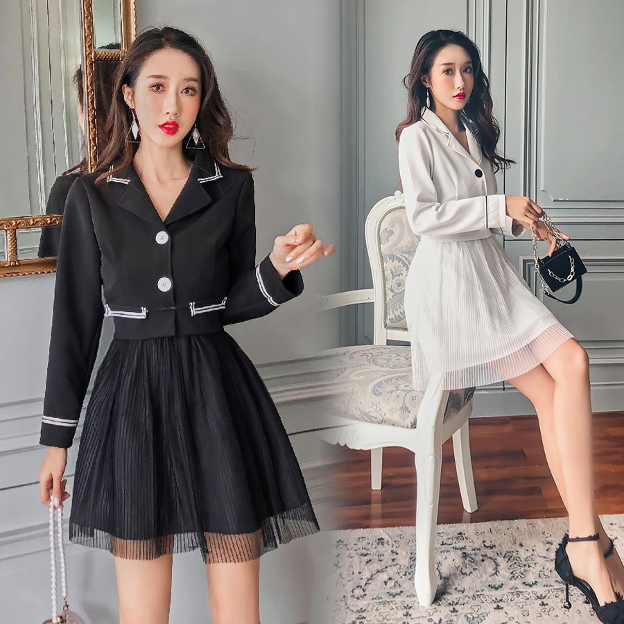 Set Áo cổ vest và cân váy xòe - ABEO127