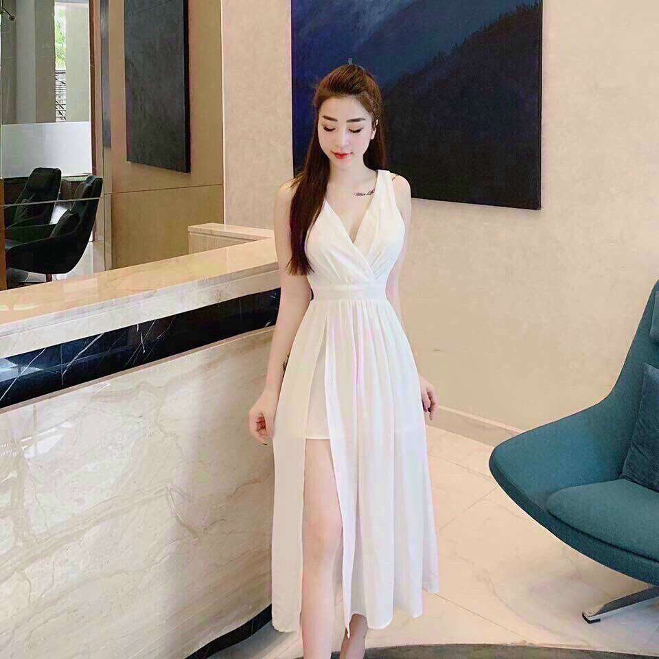 Maxi đi biển 4 màu đẹp lung linh giá hạt dẻ qc