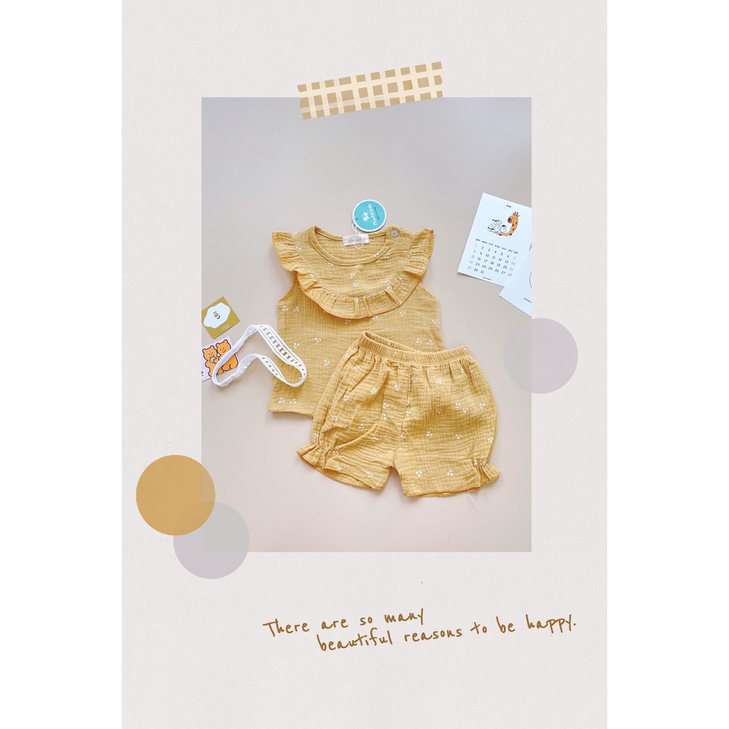 Đồ Bộ Mặc Nhà Cho Bé Chất Xô Musline Cao Câp Kèm Băng Đô Cho Bé Gái Dễ Thương Vải HM180 Homikids