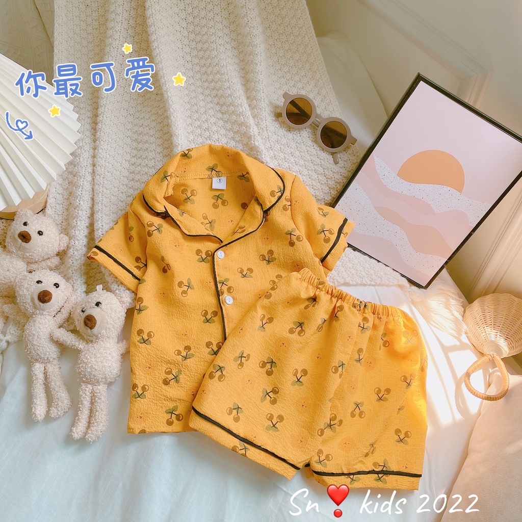 Bộ cộc tay Pijama chất đũi xốp mềm họa tiết cute cực đẹp bé trai bé gái (V631)