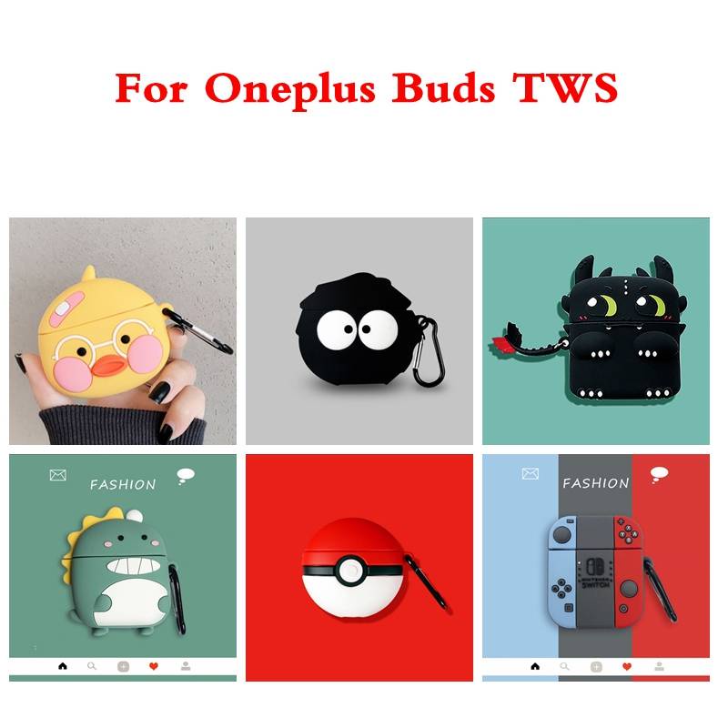 Cute Silicone Cartoon Oneplus Buds TWS Blue Wireless Earphone cover Oneplus Buds TWS Charging Case Protector