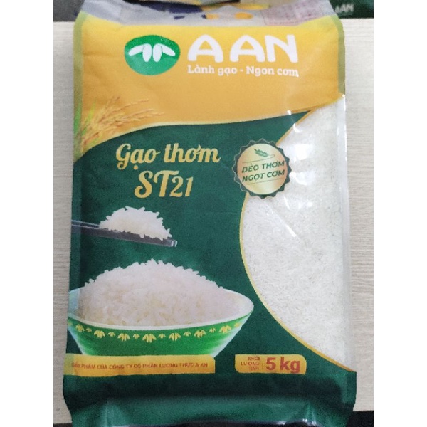 Gạo thơm ST21 A AN - Đặc sản Sóc Trăng, Dẻo thơm ngọt (5kg)
