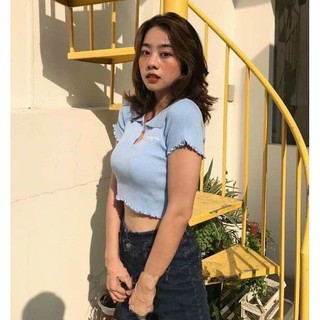 Áo thun croptop cổ bẻ