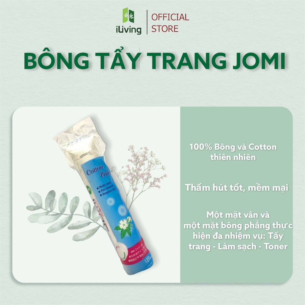 Bông tẩy trang Jomi Cotton Pads 120 miếng  ILIVING-JOMBTT120M | BigBuy360 - bigbuy360.vn