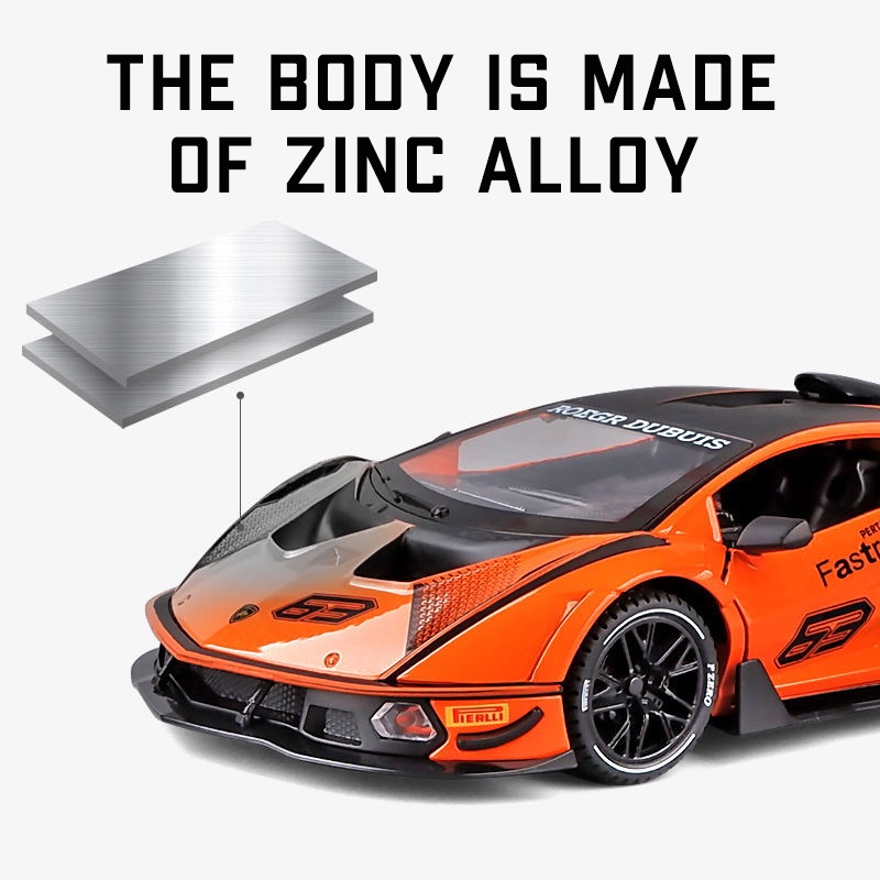 Mô Hình Xe Hơi Lamborghini SCV12 Bằng Hợp Kim Tỉ Lệ 1: 24 Có Đèn Và Nhạc