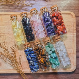 Lọ đá thuỷ tinh may mắn thanh tẩy bài Tarot, đá thạch anh, đá vụn, đá phong thủy, reiki