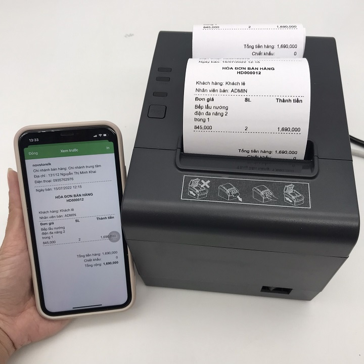 Máy in hóa đơn, in bill Xprinter Q200W in từ máy tính và điện thoại