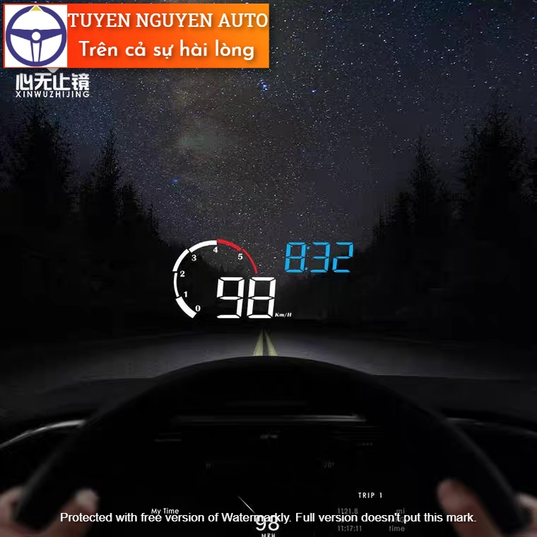 HUD M10 hiển thị tốc độ vòng tua máy đồng hồ và cảnh báo tốc độ ô tô xe hơi cắm cổng OBD2