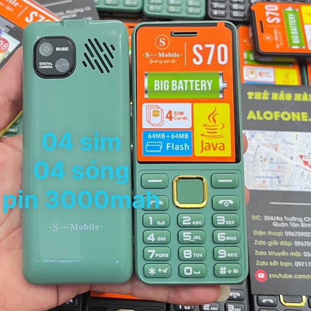 Điện Thoại 4 Sim Smobile S70 Bảo Hành 12 Tháng Pin Trâu 3000MAH Tự Động Ghi Âm Cuộc Gọi