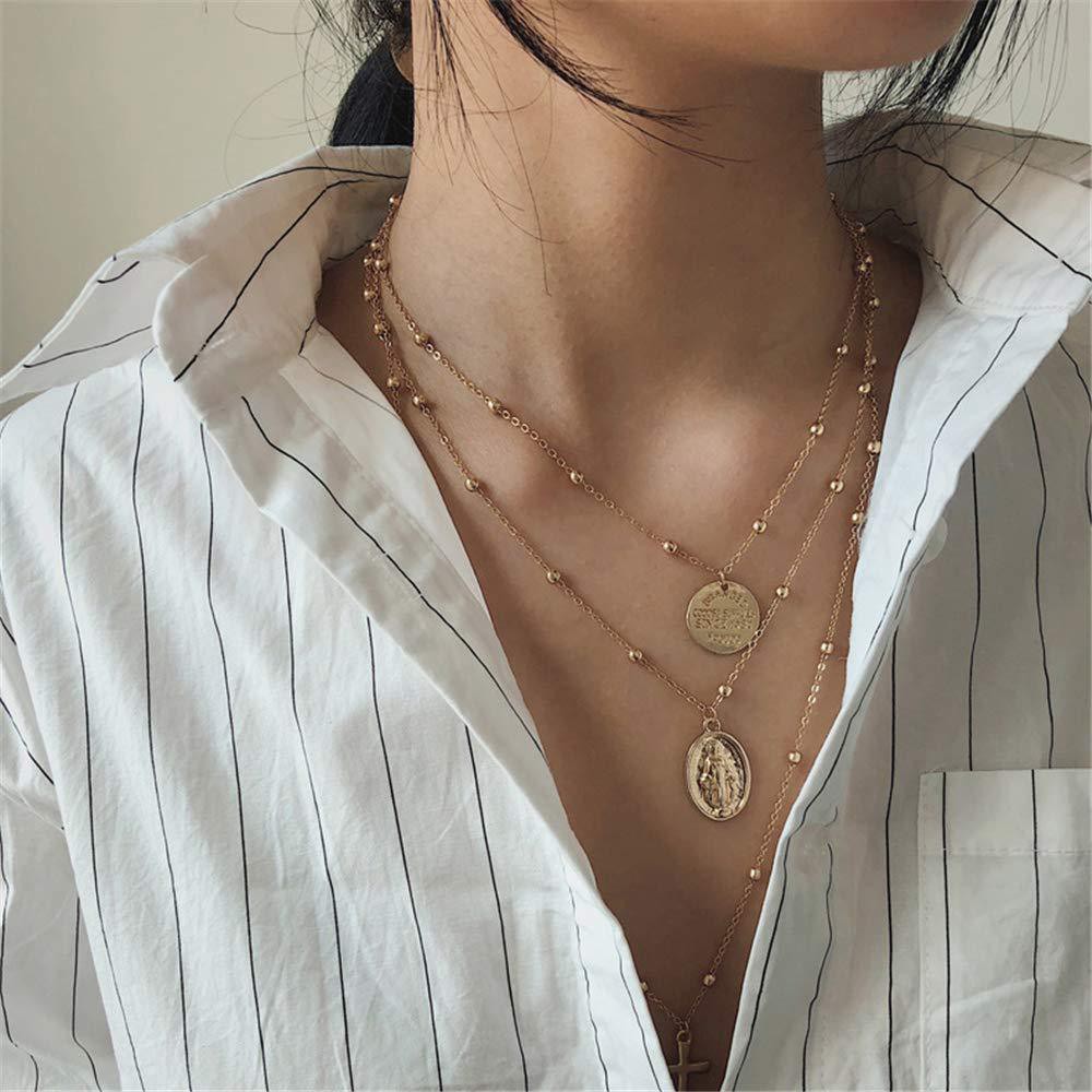 Vòng cổ choker nhiều lớp đính mặt trăng và đá pha lê độc đáo phong cách bohemian cổ điển thời trang cho nữ 2019