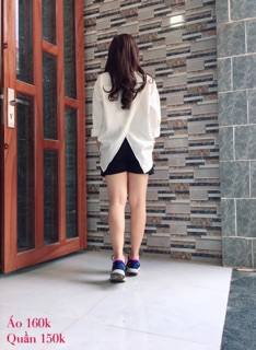 Áo Sơ mi oversize thêu cute trắng