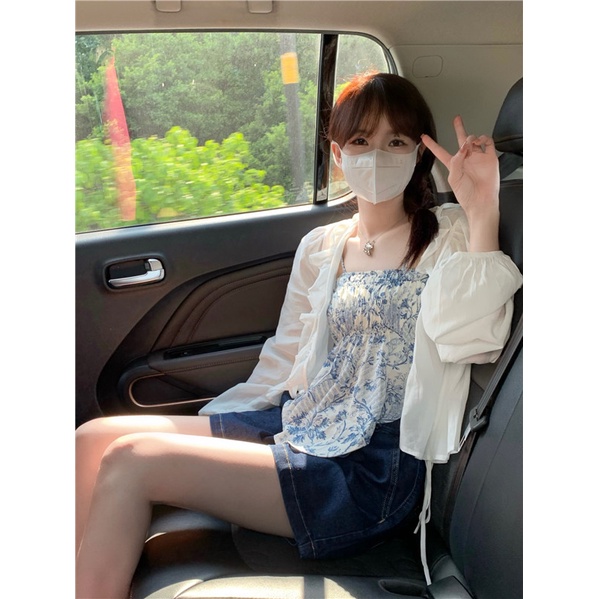 Porozi  Áo Sơ Mi Trắng Tay Dài Chống Nắng Phong Cách Hàn Quốc