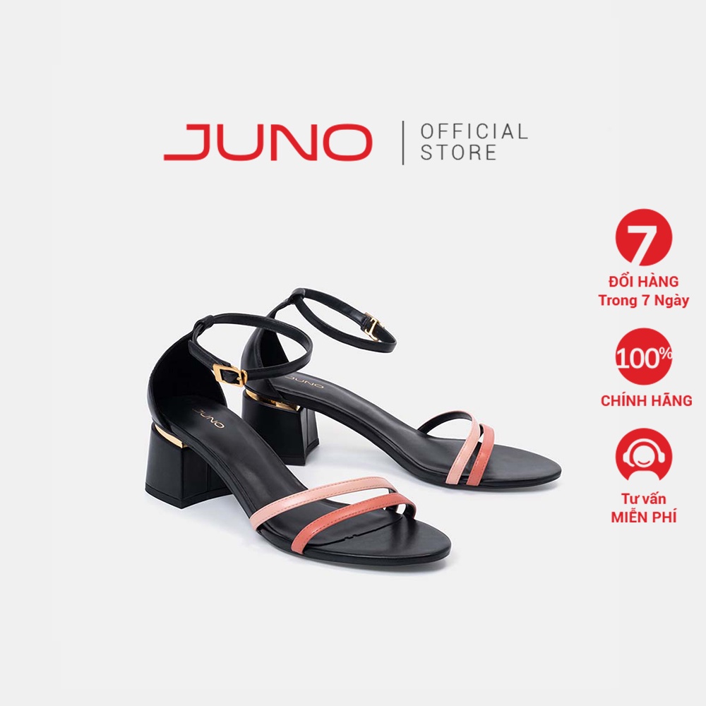 Giày Sandal Cao Gót 5cm JUNO Thời Trang Gót Vuông Phối Color Block SD05073