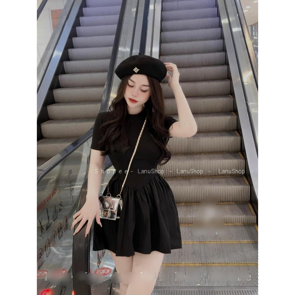 [Sẵn]Áo váy giấu quần siết eo tôn dáng ,Áo chất mát chân váy siêu xoè kèm ảnh thật Lanushop