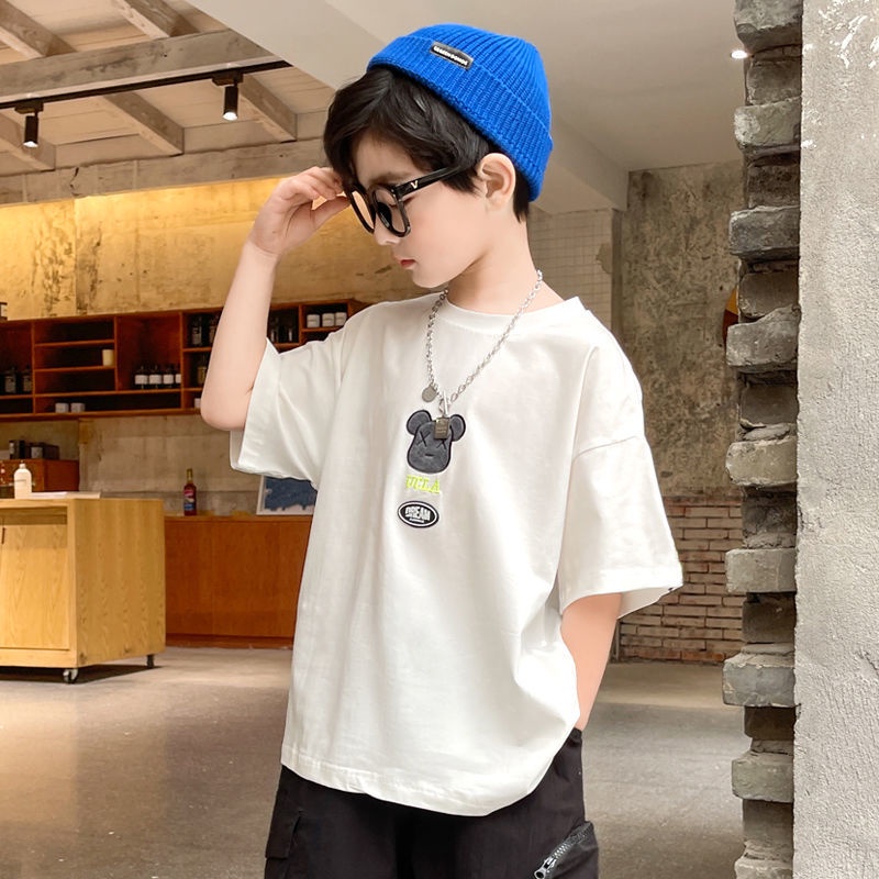Boys Short-sleeved T-shirt Summer Loose All-match Half-sleeved Korean Version Handsome Children's Cotton T-shirt
