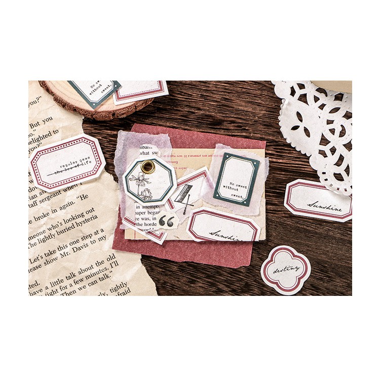 Hộp kraft 45 miếng giấy label trang trí sáng tạo