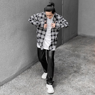 Áo Sơ Mi Flannel Màu Đen Sọc Trắng