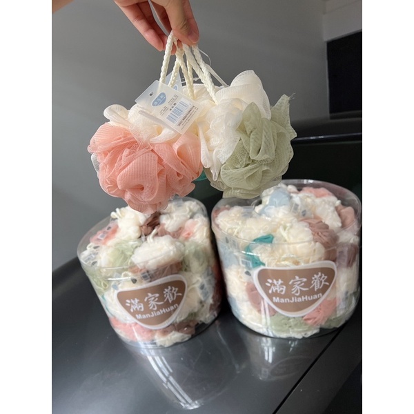 Sỉ 11k- Bông Tắm Tròn Tạo Bọt Có Dây Treo Siêu Mềm Tẩy Tế Bào Chết