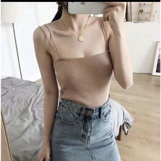 Áo 2 dây len len tăm dệt kim thiết kế basic kiểu ulzzang