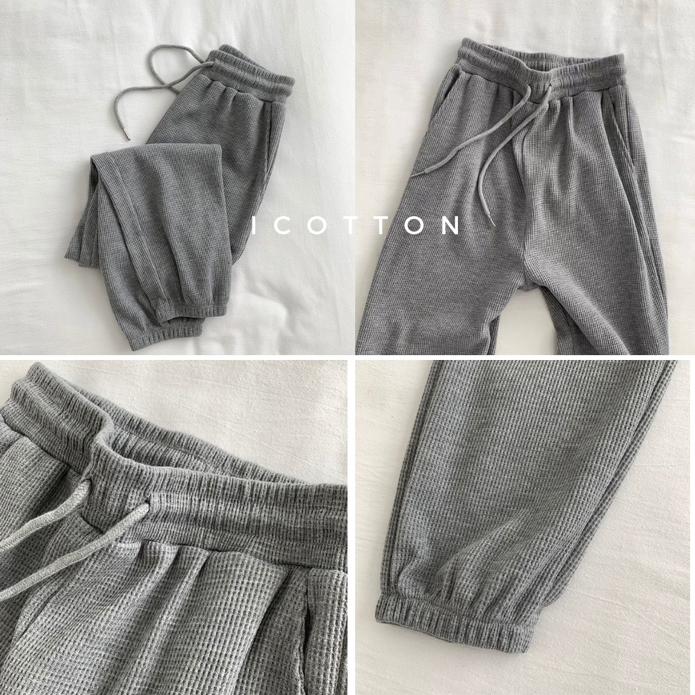 Quần  jogger nữ 💛 icotton 💛 quần thể thao nữ bo gấu chất tổ ong dày dặn không bai xù | BigBuy360 - bigbuy360.vn