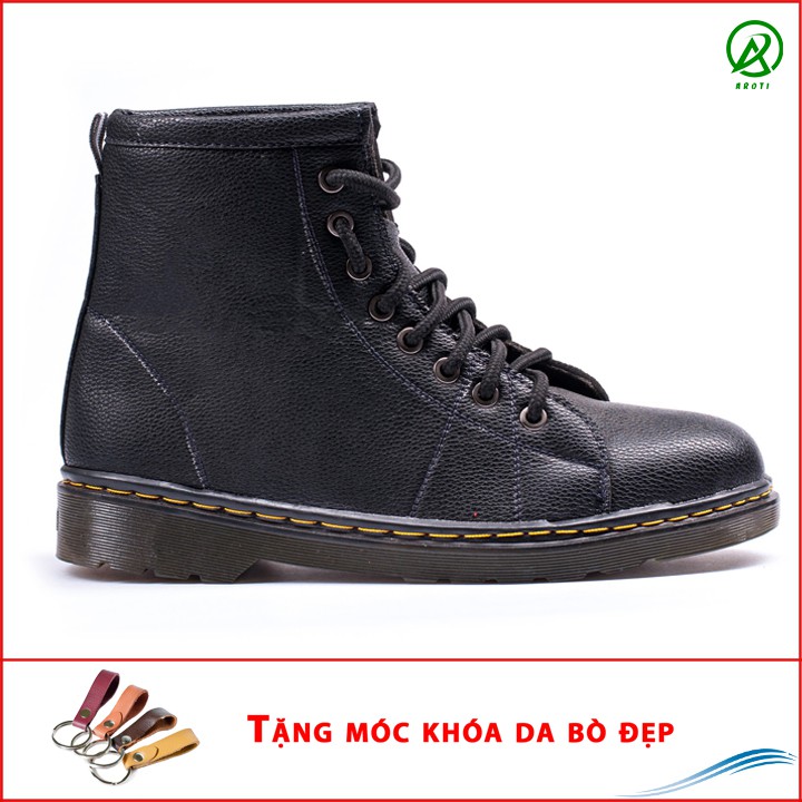 Giày Boot Nam Cao Cổ Màu Đen Đế Khâu Cực Chắc Chắn Và Phong Cách - Giày Boot Nam Cao Cổ Màu ĐenM89(K)-Kèm Móc Khóa Da Bò