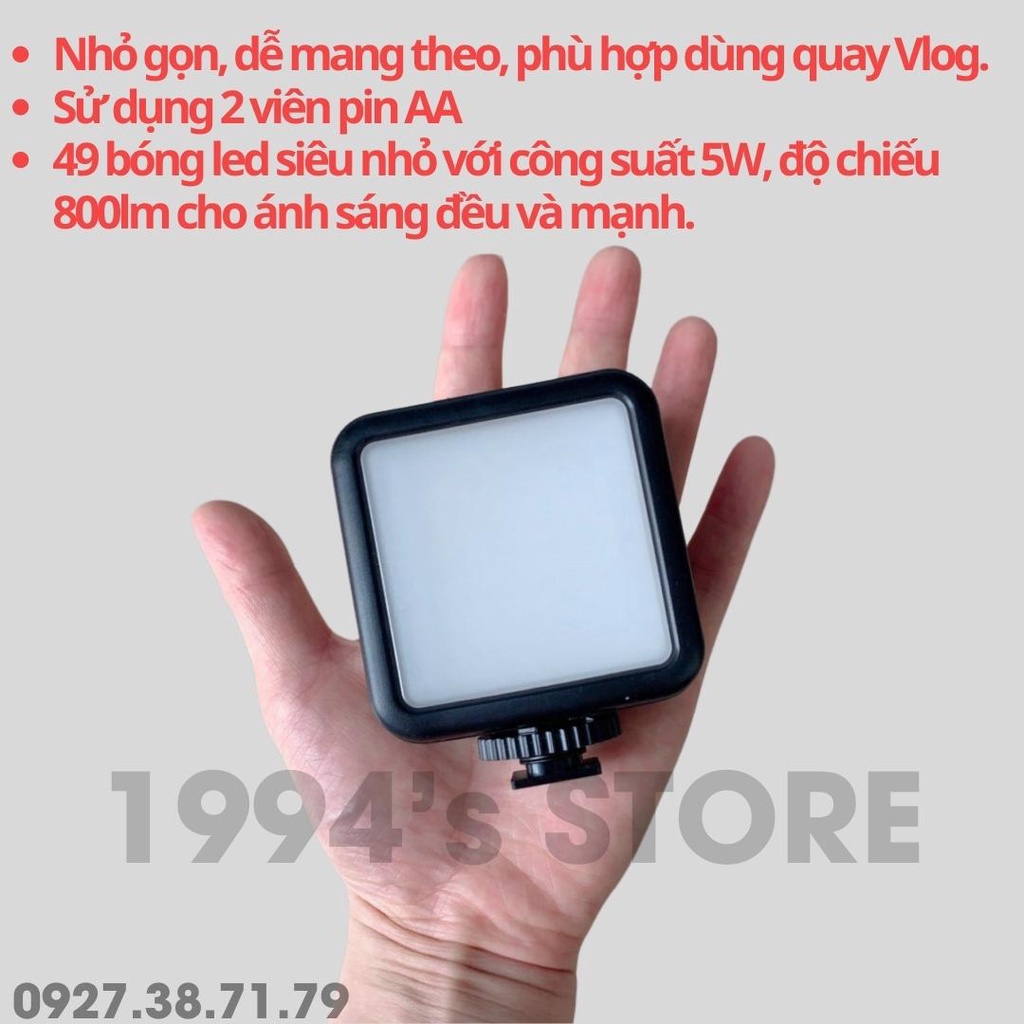 [CÓ SẴN] Đèn Led trợ sáng quay phim chụp ảnh W49 cho Điện thoại, Máy ảnh, Action Cam, GoPro, DJI Pocket, DJI Action ....