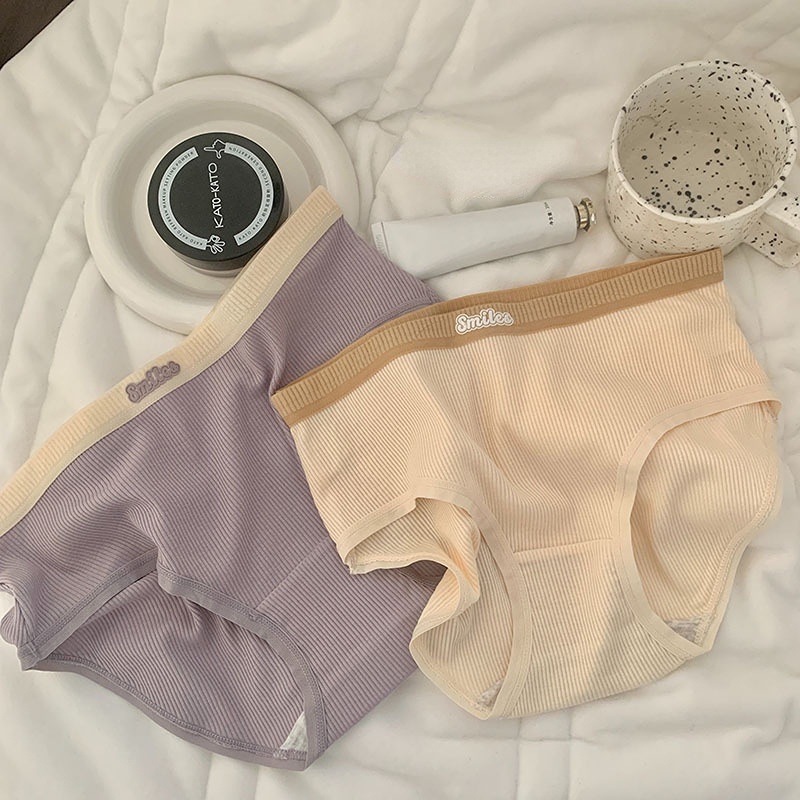 Quần Lót Cotton Lưng Vừa Co Giãn Thoáng Khí Dành Cho Nữ