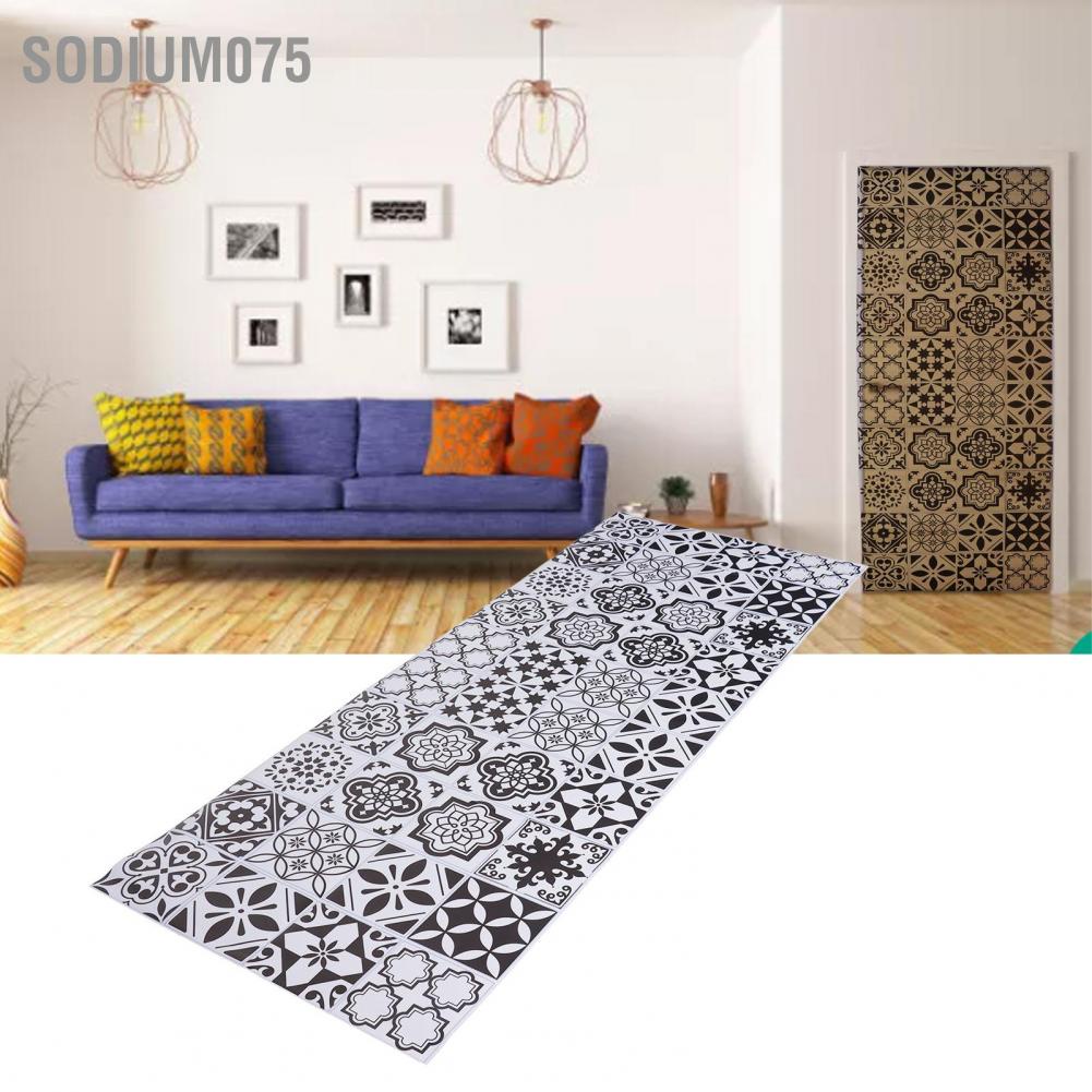 Sodium075 2 miếng Dán Cửa Màu Đen Trắng Tự Keo 3D 38.5x200cm / 15.2x78.7in Đề Can Chống Thấm Nước cho Vẻ Ngoài Bóng