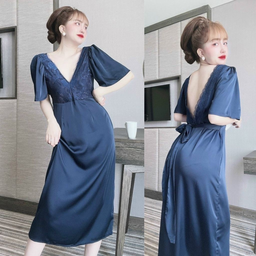 Váy ngủ sexy ❣️FREE SHIP❣️ Đầm ngủ sexy lụa Latin Chất Siêu Mát Dáng Siêu Xinh&lt;62KG