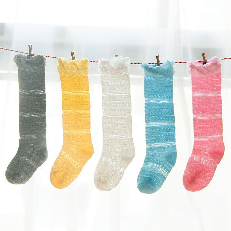 Tất cotton ngang gối đáng yêu cho bé gái