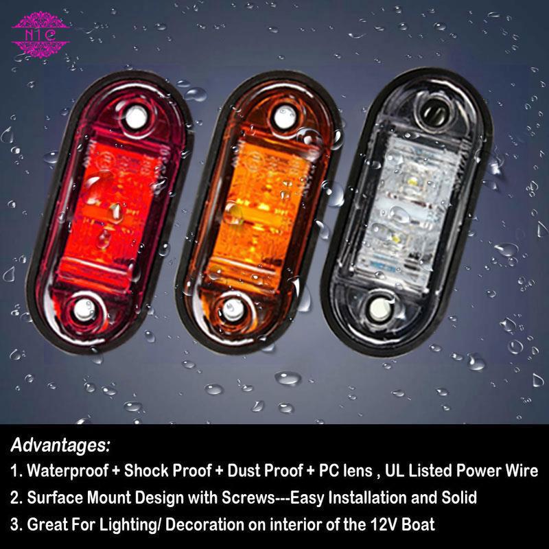 Đèn LED bên hông 2 LED 12/24V cho xe tải/SUV/bus/thuyền