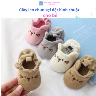 Giầy tập đi . Giày len cho bé. Giày len chun sợi dệt hình chuột đáng yêu, an toàn cho trẻ sơ sinh