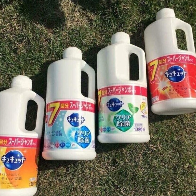 Nước Rửa Bát KAO Kyute Kyute 1380ml đậm đặc an toàn cho bé Hàng Nhật Nội Địa