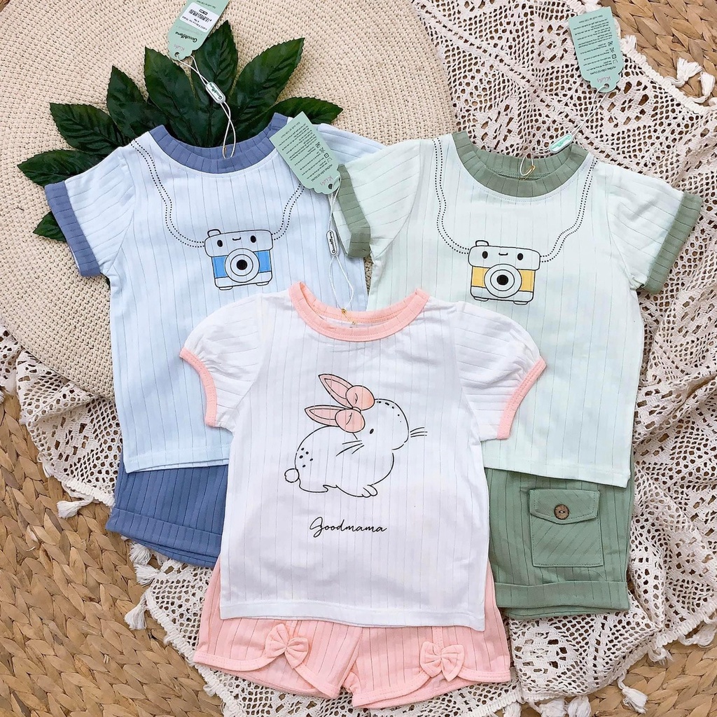 [RẺ VÔ ĐỊCH] Bộ quần áo hè cộc tay vải sồi họa tiết dễ thương cho bé Good Mama