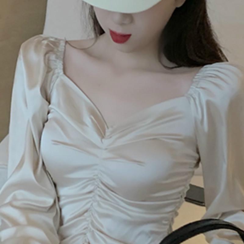 IELGY Đầm dài tay phong cách retro quyến rũ sang trọng cho nữ