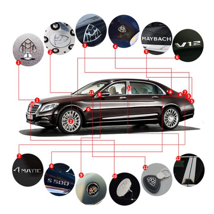Sản Phẩm Bộ 2 chiếc logo biểu tượng Maybach Inox cao cấp dán hông xe G80707 (Chất liệu hợp kim cao cấp) .